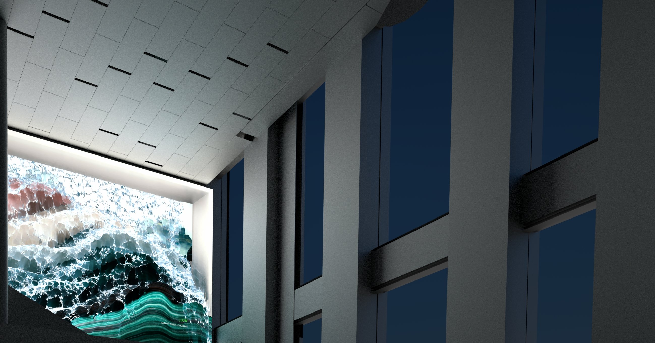 Moments in Time Energy chapter installed on the Science Park Towers atrium media wall