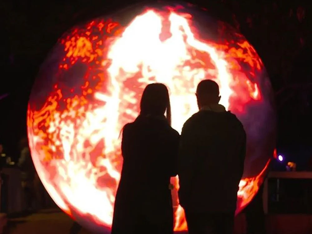Naosphera, interactive LED sphere installation by Phenomena Labs